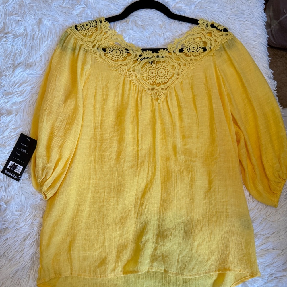 Yellow Lace Detail Women's Top